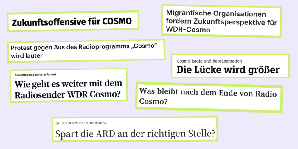 Presseecho zu unserem offenen Brief gegen das Aus von COSMO, unterschrieben von über 500 migrantischen Organisationen