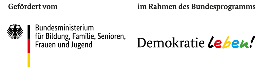 Logo des Bundesministeriums für Bildung, Familie, Senioren, Frauen und Jugend im Rahmen des Bundesprogramms Demokratie leben!